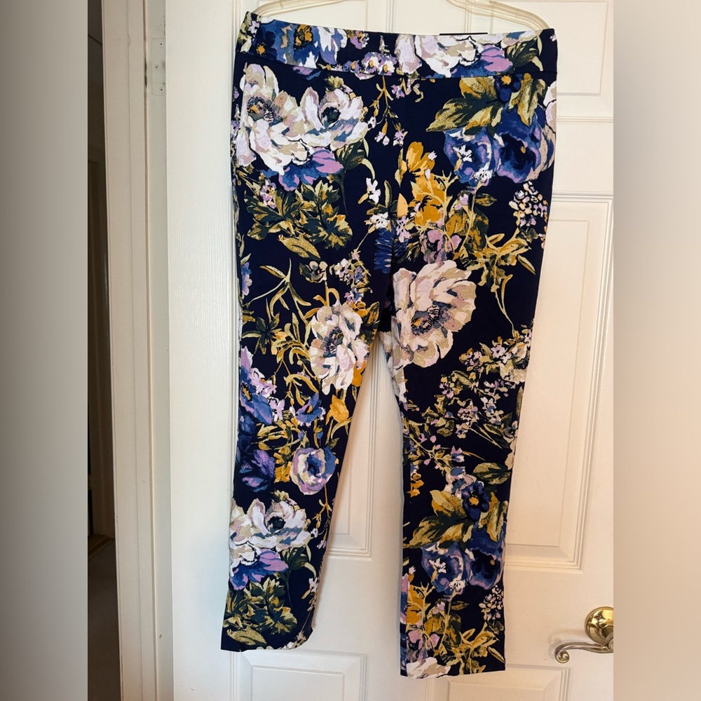 Chico's So Slimming Floral Pants in Blue and Pink